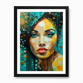 'Vibrant Mosaic Gaze' Portrait Of A Woman Art Print