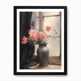 Vintage Flower Rose In Window Sill Art Print