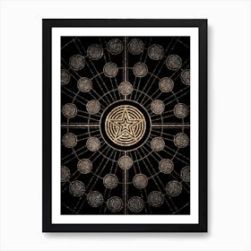 Geometric Glyph Radial Array in Glitter Gold on Black n.0268 Art Print