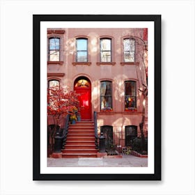 Red Door In New York Art Print