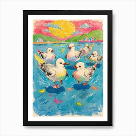 Seagulls On The Beach Art Print