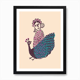 Lady And The Peacock Art Print