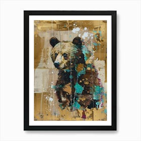 Brown Bear Gold Effect Collage 1 Art Print