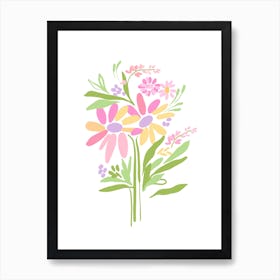 Simple pastel pink flower bunch Art Print