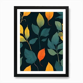 Autumn Leaves Seamless Pattern 10 Art Print