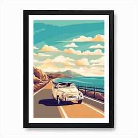 A Fiat 500 In Causeway Coastal Route Illustration 1 Art Print