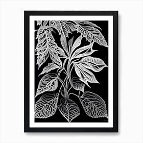 Siberian Ginseng Leaf Linocut 2 Art Print