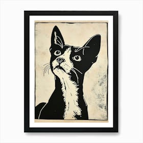 Japanese Bobtail Linocut Blockprint 8 Art Print