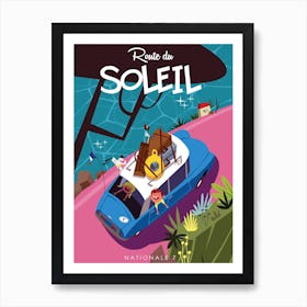 Route Du Soleil Poster Blue & Pink Art Print