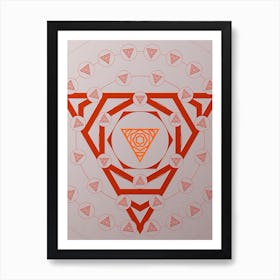 Geometric Abstract Glyph Circle Array in Tomato Red n.0185 Art Print