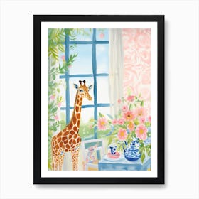 Animals Having Tea   Jiraffe 5 Art Print