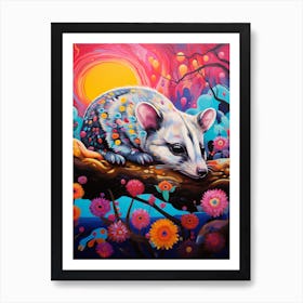  A Sleeping Possum Vibrant Paint Splash 1 Art Print