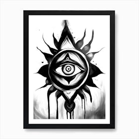 The Ajna Chakra, Symbol, Third Eye Black & White Art Print