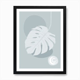 Monstera (Cool Grey) Art Print