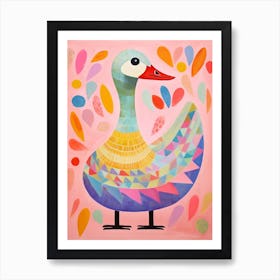 Pink Scandi Goose 2 Art Print