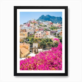 Pink Flowers In Positano Art Print