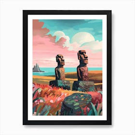 Moai Statues Easter Island Art Print