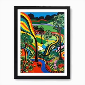 A Painting Of A Cat In Garden Of Cosmic Speculation, United Kingdom In The Style Of Pop Art 04 Art Print