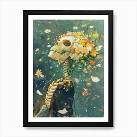 Skeleton With Flowers 1 Art Print