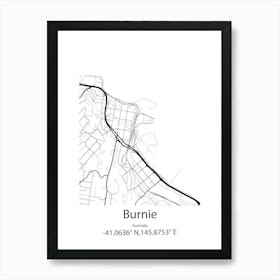 Burnie,Australia Minimalist Map Art Print