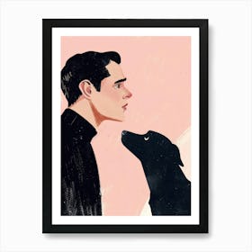 Portrait Of A Man And His Dog Art Print