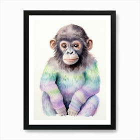 Baby Animal Watercolour Gorilla 1 Art Print