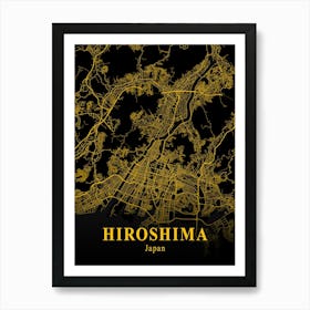 Hiroshima Gold City Map 1 Art Print