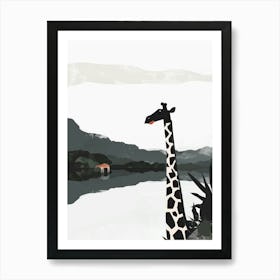 Giraffe By The Water Art Print