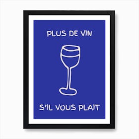Wine Glass Kitchen Poster Electric Blue Art Print