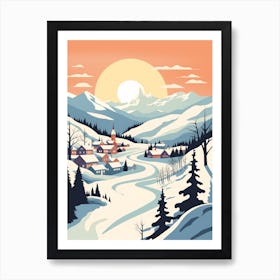 Vintage Winter Travel Illustration Abisko Sweden 4 Art Print