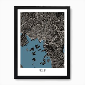 Oslo Black Blue Art Print