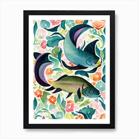 Unicornfish Vintage Graphic Watercolour Art Print