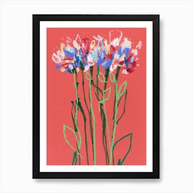 Abstract Pastel Coral Flowers Art Print