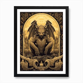  Gargoyle Tarot Card Black & Gold 5 Art Print
