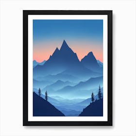 Misty Mountains Vertical Composition In Blue Tone 126 Art Print