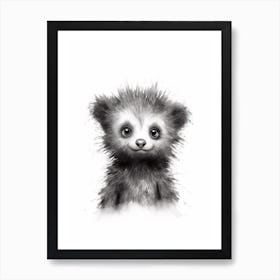 Watercolour Jungle Animal Baby Binturong 1 Art Print