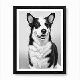 Cardigan Welsh Corgi B&W Pencil Dog Art Print