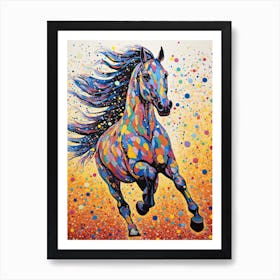 A Horse Painting In The Style Of Pointillism 4 Art Print