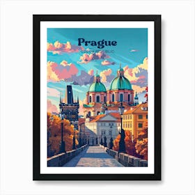 Prague Czech Vibrant Travel Illustration Art Print