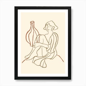 Woman Holding A Vase Art Print