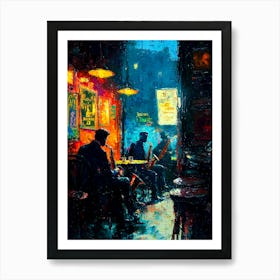 Vintage Jazz Club Scene With Saxophonists – 1920s Nightlife Wall Art Print Art Print