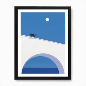 Minimal Art Cat On A Bridge Art Print