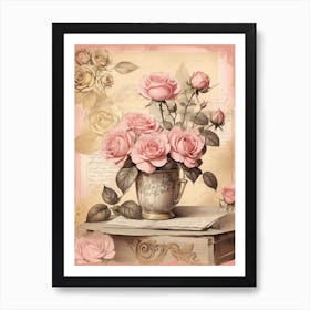 Roses In A Vase Print Art Print