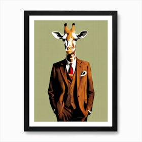 A Giraffe In A Smart Suit Art Print