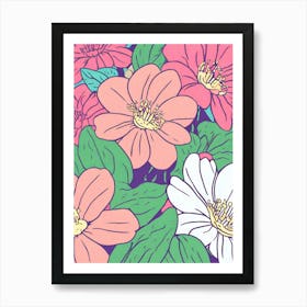 Seamless Floral Pattern Cute Illustration Art Print