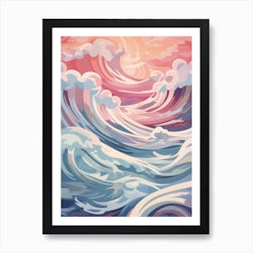 Waves Abstract Geometric Illustration 10 Art Print