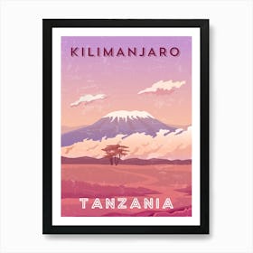 Kilimanjaro, Tanzania — Retro travel minimalist poster Art Print