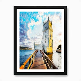 Belem Tower At Sunset, Lisbon, Portugal Art Print