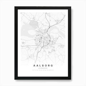 Aalborg Denmark Light Map Art Print