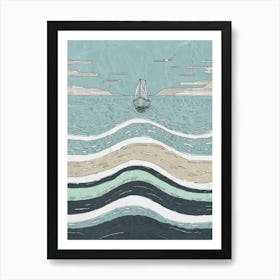 Sailboat In The Ocean 2 Art Print